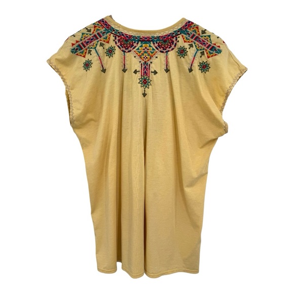 Johnny Was Embroidered Boho Tunic Top Yellow Size Large - Picture 3 of 5